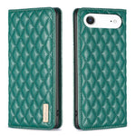 ダイヤモンド格子柄 マグネットレザーフリップフォンケース、iPhone 17 Pro Max用、iPhone 17 Pro用、iPhone 17用、iPhone Air用、iPhone 16 Pro Max用、iPhone 16 Pro用、iPhone 16 Plus用、iPhone 16用