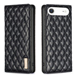ダイヤモンド格子柄 マグネットレザーフリップフォンケース、iPhone 17 Pro Max用、iPhone 17 Pro用、iPhone 17用、iPhone Air用、iPhone 16 Pro Max用、iPhone 16 Pro用、iPhone 16 Plus用、iPhone 16用