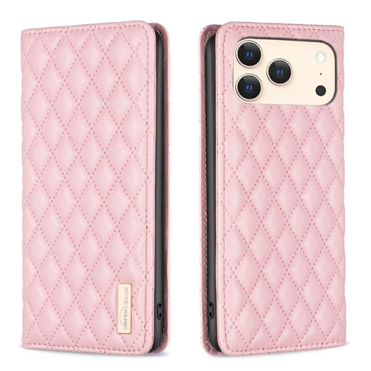 ダイヤモンド格子柄 マグネットレザーフリップフォンケース、iPhone 17 Pro Max用、iPhone 17 Pro用、iPhone 17用、iPhone Air用、iPhone 16 Pro Max用、iPhone 16 Pro用、iPhone 16 Plus用、iPhone 16用