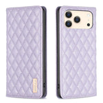 ダイヤモンド格子柄 マグネットレザーフリップフォンケース、iPhone 17 Pro Max用、iPhone 17 Pro用、iPhone 17用、iPhone Air用、iPhone 16 Pro Max用、iPhone 16 Pro用、iPhone 16 Plus用、iPhone 16用