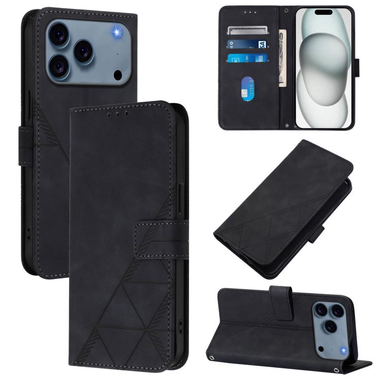 クロスボディ 3Dエンボス加工フリップレザーフォンケース、iPhone 16e / 17e用、iPhone 17 Pro Max用、iPhone 17 Pro用、iPhone 17用、iPhone Air用、iPhone 16 Pro Max用、iPhone 16 Pro用、iPhone 16 Plus用