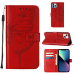 エンボス加工バタフライレザー電話ケース、iPhone 16 Pro用、iPhone 16 Plus用、iPhone 16用、iPhone 15 Pro Max用、iPhone 15 Pro用、iPhone 15 Plus用