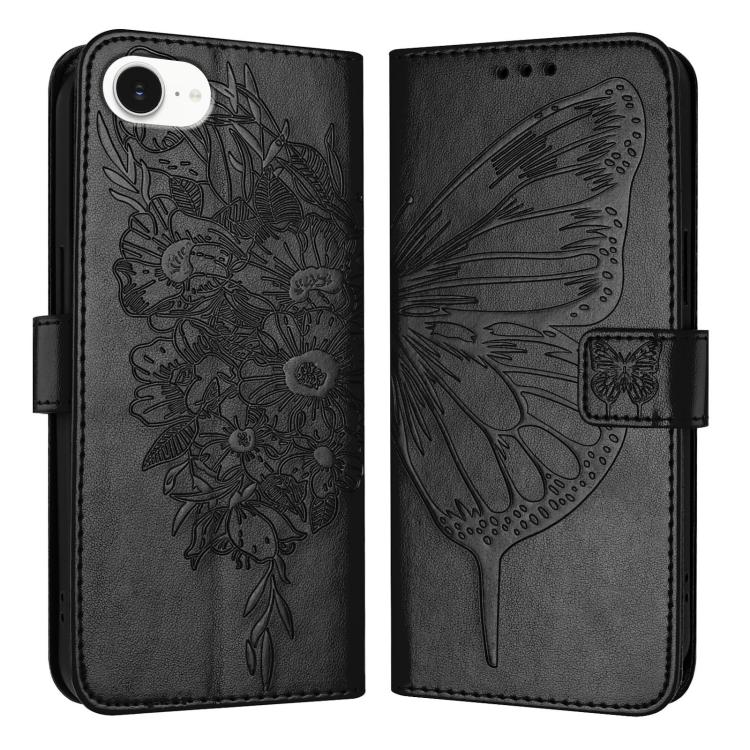 エンボス加工バタフライレザーフォンケース、iPhone 17e / 16e用、iPhone 17 Pro Max用、iPhone 17 Pro用、iPhone 17用、iPhone Air用、iPhone 16 Pro Max用