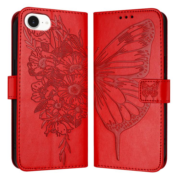 エンボス加工バタフライレザーフォンケース、iPhone 17e / 16e用、iPhone 17 Pro Max用、iPhone 17 Pro用、iPhone 17用、iPhone Air用、iPhone 16 Pro Max用