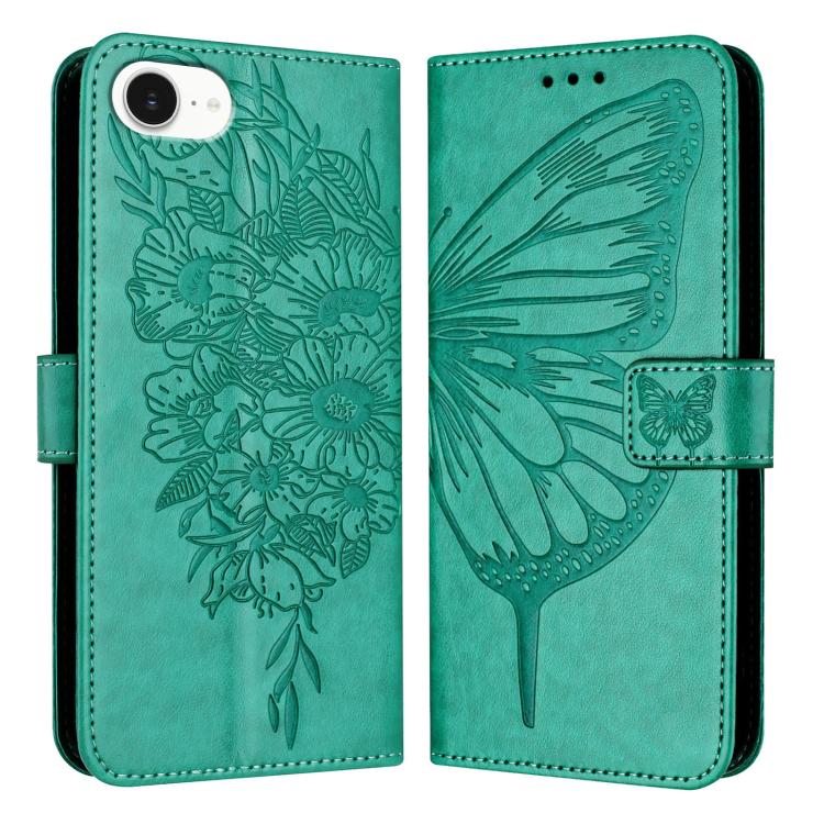 エンボス加工バタフライレザーフォンケース、iPhone 17e / 16e用、iPhone 17 Pro Max用、iPhone 17 Pro用、iPhone 17用、iPhone Air用、iPhone 16 Pro Max用