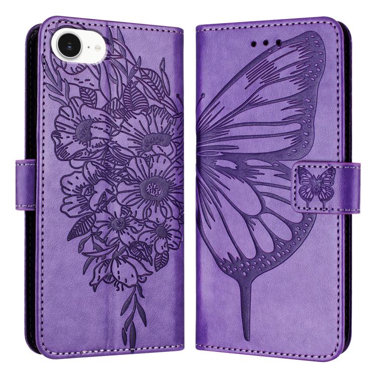 エンボス加工バタフライレザーフォンケース、iPhone 17e / 16e用、iPhone 17 Pro Max用、iPhone 17 Pro用、iPhone 17用、iPhone Air用、iPhone 16 Pro Max用