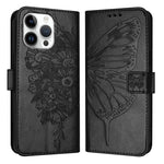 エンボス加工バタフライレザーフォンケース、iPhone 17e / 16e用、iPhone 17 Pro Max用、iPhone 17 Pro用、iPhone 17用、iPhone Air用、iPhone 16 Pro Max用