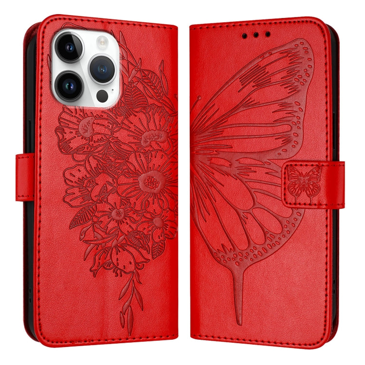 エンボス加工バタフライレザーフォンケース、iPhone 17e / 16e用、iPhone 17 Pro Max用、iPhone 17 Pro用、iPhone 17用、iPhone Air用、iPhone 16 Pro Max用
