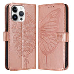 エンボス加工バタフライレザーフォンケース、iPhone 17e / 16e用、iPhone 17 Pro Max用、iPhone 17 Pro用、iPhone 17用、iPhone Air用、iPhone 16 Pro Max用