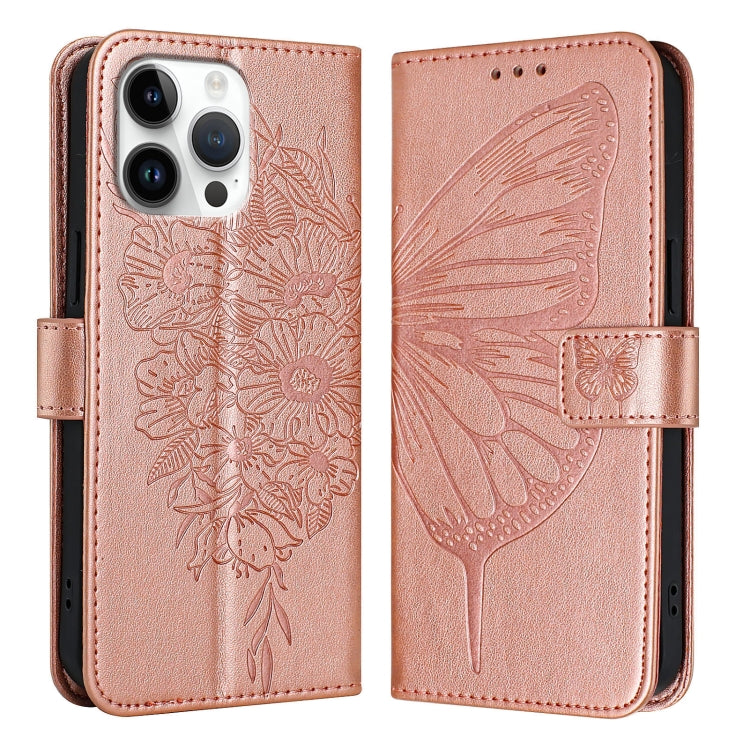 エンボス加工バタフライレザーフォンケース、iPhone 17e / 16e用、iPhone 17 Pro Max用、iPhone 17 Pro用、iPhone 17用、iPhone Air用、iPhone 16 Pro Max用