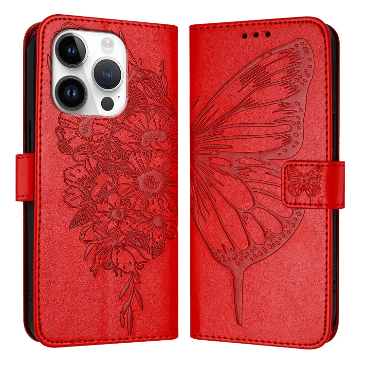 エンボス加工バタフライレザー電話ケース、iPhone 16 Pro用、iPhone 16 Plus用、iPhone 16用、iPhone 15 Pro Max用、iPhone 15 Pro用、iPhone 15 Plus用