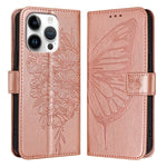 エンボス加工バタフライレザー電話ケース、iPhone 16 Pro用、iPhone 16 Plus用、iPhone 16用、iPhone 15 Pro Max用、iPhone 15 Pro用、iPhone 15 Plus用