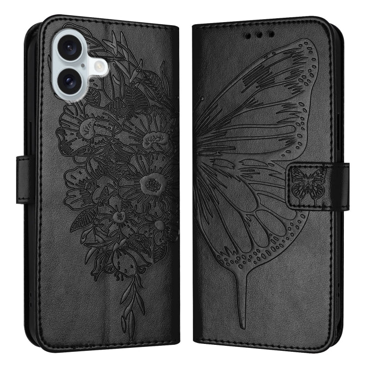 エンボス加工バタフライレザー電話ケース、iPhone 16 Pro用、iPhone 16 Plus用、iPhone 16用、iPhone 15 Pro Max用、iPhone 15 Pro用、iPhone 15 Plus用