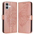 エンボス加工バタフライレザー電話ケース、iPhone 16 Pro用、iPhone 16 Plus用、iPhone 16用、iPhone 15 Pro Max用、iPhone 15 Pro用、iPhone 15 Plus用