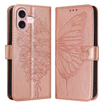 エンボス加工バタフライレザー電話ケース、iPhone 16 Pro用、iPhone 16 Plus用、iPhone 16用、iPhone 15 Pro Max用、iPhone 15 Pro用、iPhone 15 Plus用