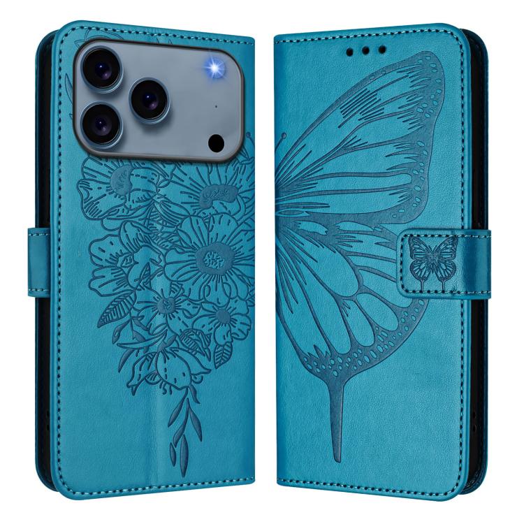 エンボス加工バタフライレザーフォンケース、iPhone 17e / 16e用、iPhone 17 Pro Max用、iPhone 17 Pro用、iPhone 17用、iPhone Air用、iPhone 16 Pro Max用