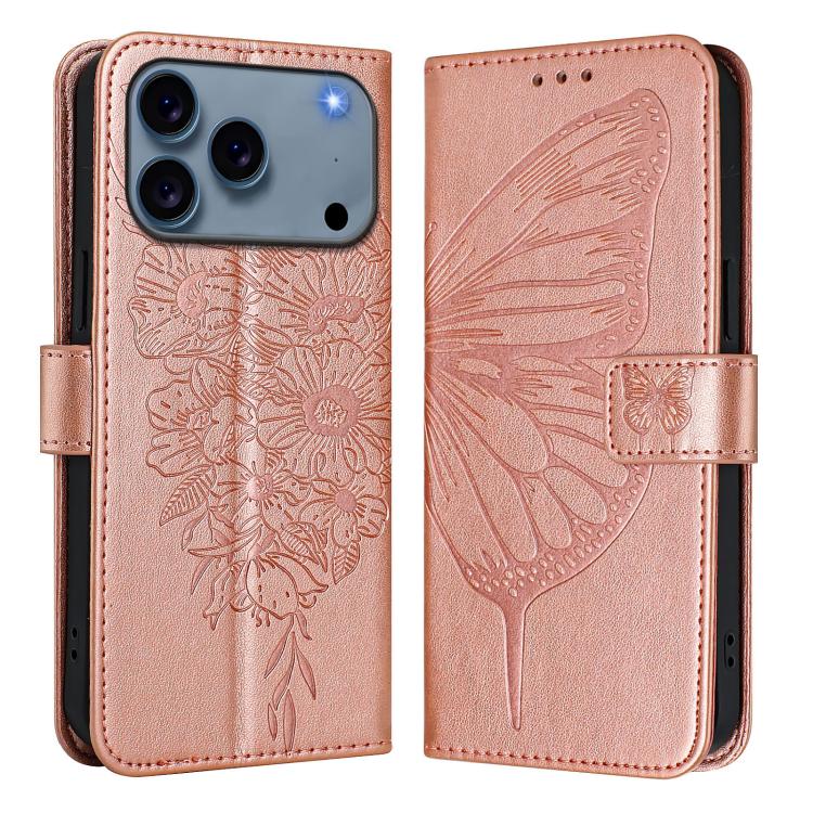 エンボス加工バタフライレザーフォンケース、iPhone 17e / 16e用、iPhone 17 Pro Max用、iPhone 17 Pro用、iPhone 17用、iPhone Air用、iPhone 16 Pro Max用