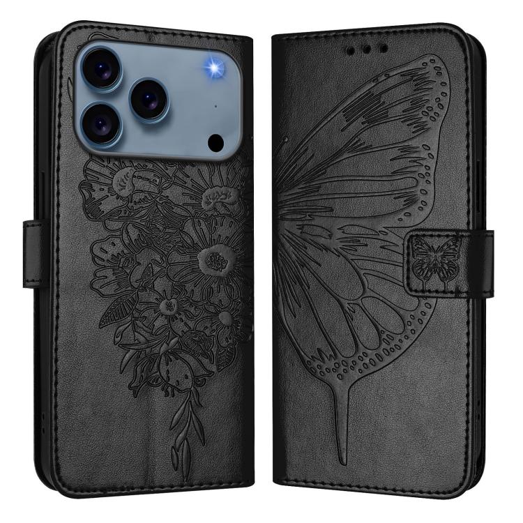 エンボス加工バタフライレザーフォンケース、iPhone 17e / 16e用、iPhone 17 Pro Max用、iPhone 17 Pro用、iPhone 17用、iPhone Air用、iPhone 16 Pro Max用