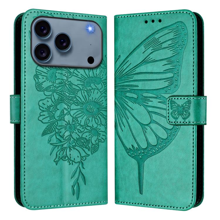 エンボス加工バタフライレザーフォンケース、iPhone 17e / 16e用、iPhone 17 Pro Max用、iPhone 17 Pro用、iPhone 17用、iPhone Air用、iPhone 16 Pro Max用