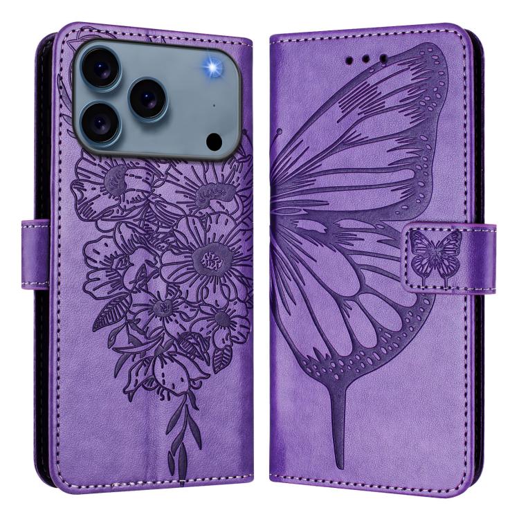 エンボス加工バタフライレザーフォンケース、iPhone 17e / 16e用、iPhone 17 Pro Max用、iPhone 17 Pro用、iPhone 17用、iPhone Air用、iPhone 16 Pro Max用
