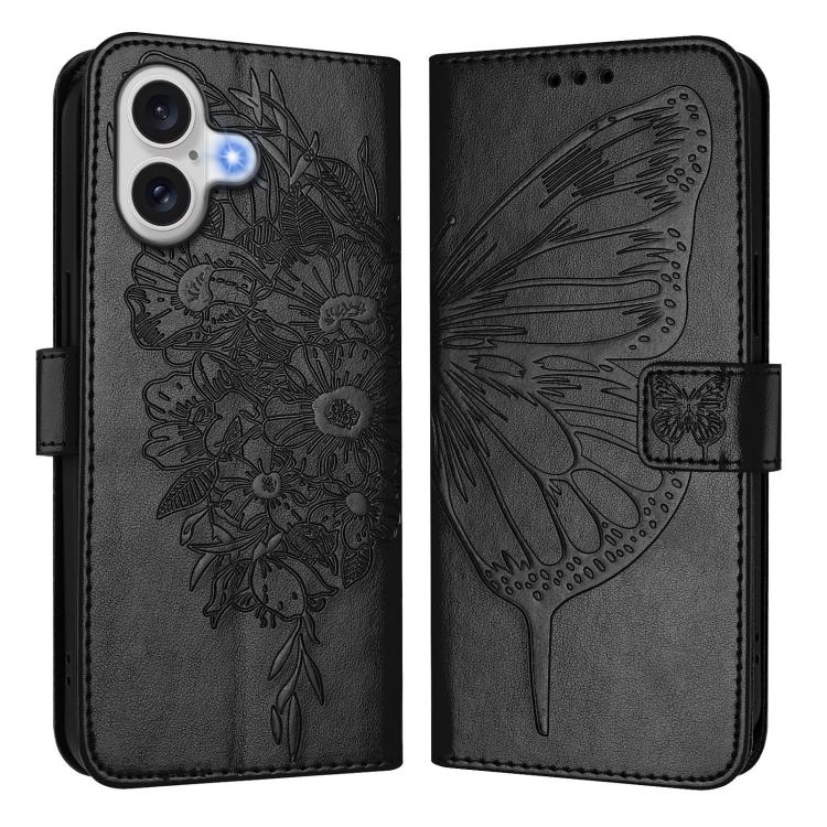 エンボス加工バタフライレザーフォンケース、iPhone 17e / 16e用、iPhone 17 Pro Max用、iPhone 17 Pro用、iPhone 17用、iPhone Air用、iPhone 16 Pro Max用