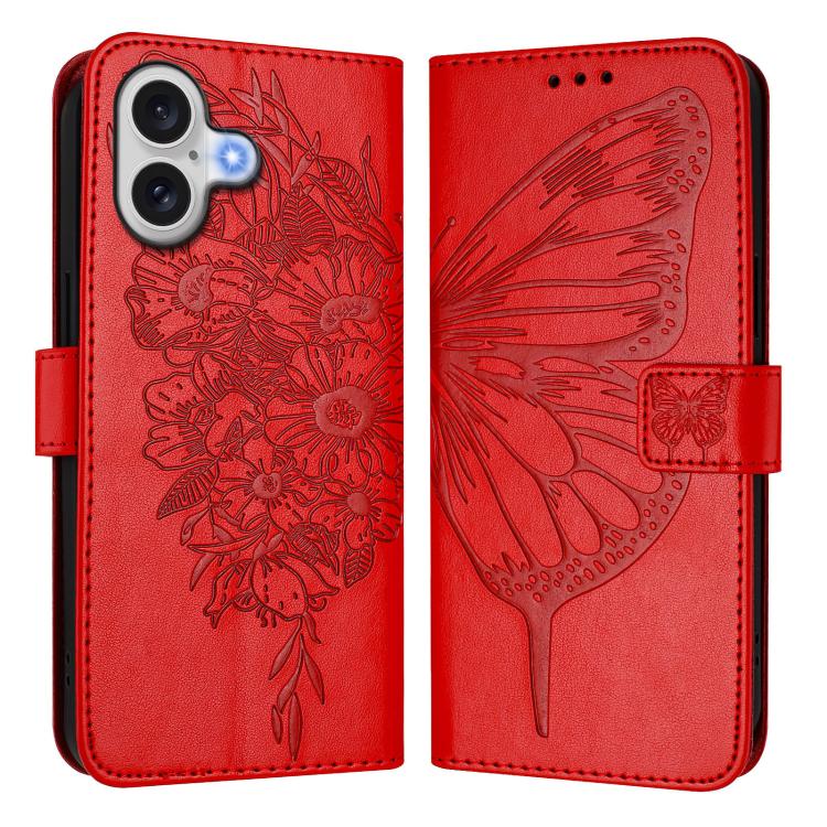 エンボス加工バタフライレザーフォンケース、iPhone 17e / 16e用、iPhone 17 Pro Max用、iPhone 17 Pro用、iPhone 17用、iPhone Air用、iPhone 16 Pro Max用