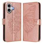 エンボス加工バタフライレザーフォンケース、iPhone 17e / 16e用、iPhone 17 Pro Max用、iPhone 17 Pro用、iPhone 17用、iPhone Air用、iPhone 16 Pro Max用