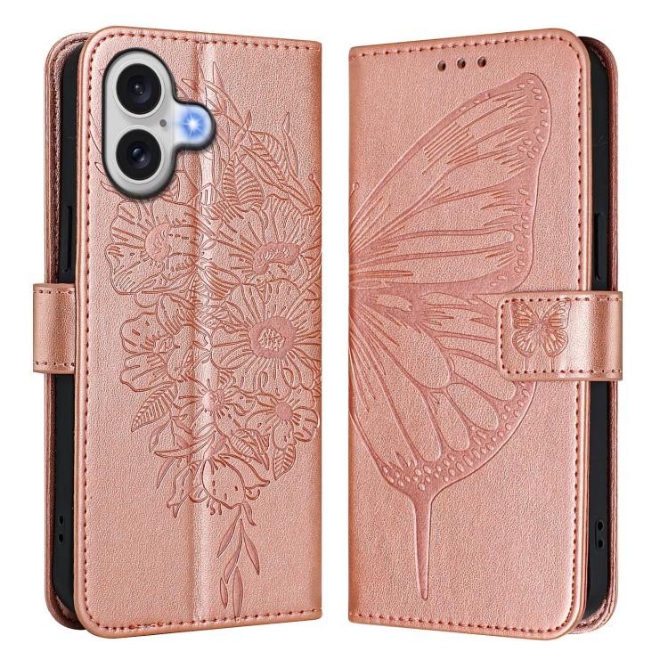 エンボス加工バタフライレザーフォンケース、iPhone 17e / 16e用、iPhone 17 Pro Max用、iPhone 17 Pro用、iPhone 17用、iPhone Air用、iPhone 16 Pro Max用