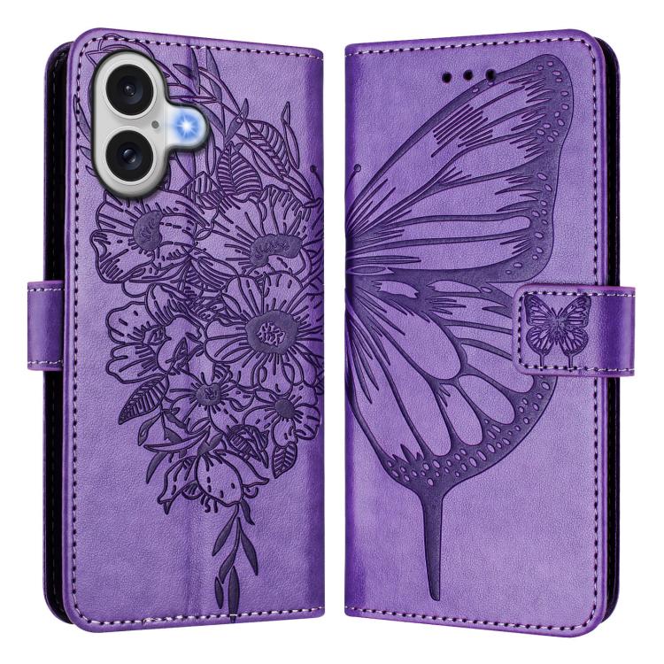 エンボス加工バタフライレザーフォンケース、iPhone 17e / 16e用、iPhone 17 Pro Max用、iPhone 17 Pro用、iPhone 17用、iPhone Air用、iPhone 16 Pro Max用