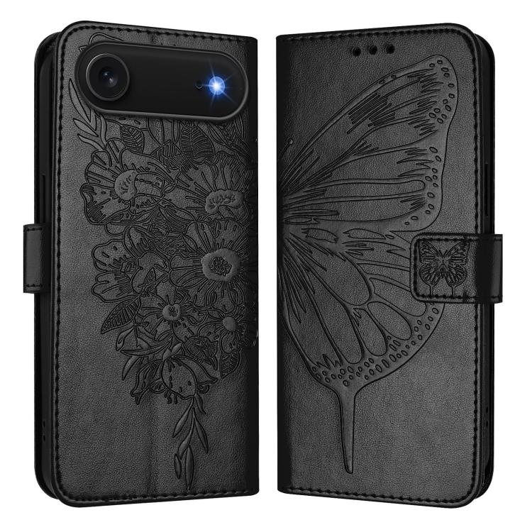 エンボス加工バタフライレザーフォンケース、iPhone 17e / 16e用、iPhone 17 Pro Max用、iPhone 17 Pro用、iPhone 17用、iPhone Air用、iPhone 16 Pro Max用