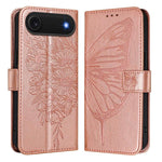 エンボス加工バタフライレザーフォンケース、iPhone 17e / 16e用、iPhone 17 Pro Max用、iPhone 17 Pro用、iPhone 17用、iPhone Air用、iPhone 16 Pro Max用