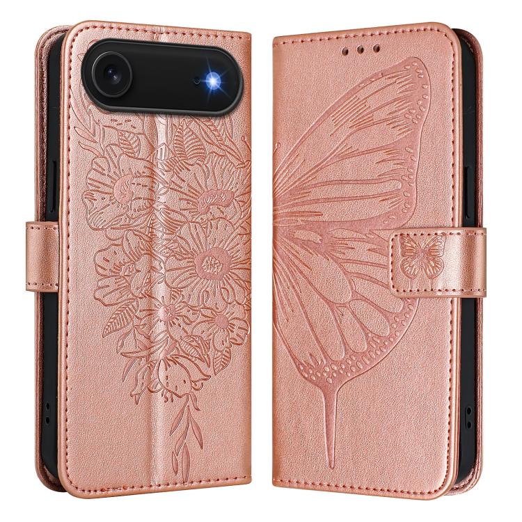 エンボス加工バタフライレザーフォンケース、iPhone 17e / 16e用、iPhone 17 Pro Max用、iPhone 17 Pro用、iPhone 17用、iPhone Air用、iPhone 16 Pro Max用