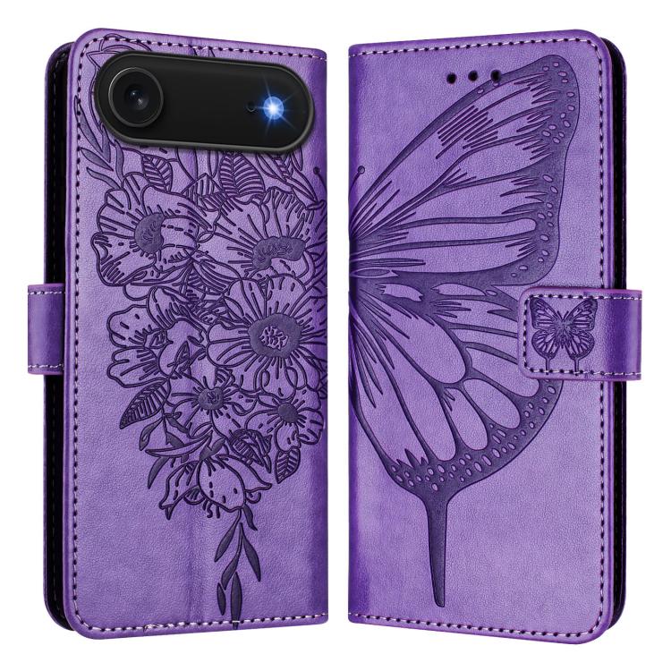 エンボス加工バタフライレザーフォンケース、iPhone 17e / 16e用、iPhone 17 Pro Max用、iPhone 17 Pro用、iPhone 17用、iPhone Air用、iPhone 16 Pro Max用
