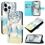 3Dペインティング横開きレザー電話ケース、iPhone 16 Pro用、iPhone 16 Plus用、iPhone 16用、iPhone 15 Pro Max用、iPhone 15 Pro用、iPhone 15 Plus用