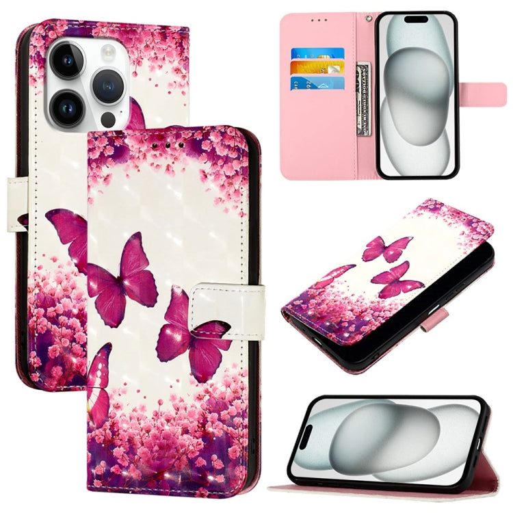 3Dペインティング横開きレザー電話ケース、iPhone 16 Pro用、iPhone 16 Plus用、iPhone 16用、iPhone 15 Pro Max用、iPhone 15 Pro用、iPhone 15 Plus用