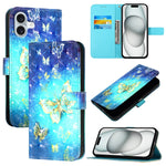 3Dペインティング横開きレザー電話ケース、iPhone 16 Pro用、iPhone 16 Plus用、iPhone 16用、iPhone 15 Pro Max用、iPhone 15 Pro用、iPhone 15 Plus用
