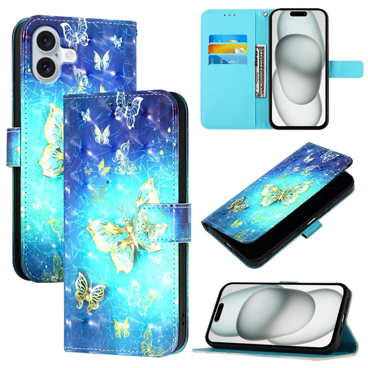 3Dペインティング横開きレザー電話ケース、iPhone 16 Pro用、iPhone 16 Plus用、iPhone 16用、iPhone 15 Pro Max用、iPhone 15 Pro用、iPhone 15 Plus用