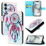 3Dペインティング横開きレザー電話ケース、iPhone 16 Pro用、iPhone 16 Plus用、iPhone 16用、iPhone 15 Pro Max用、iPhone 15 Pro用、iPhone 15 Plus用