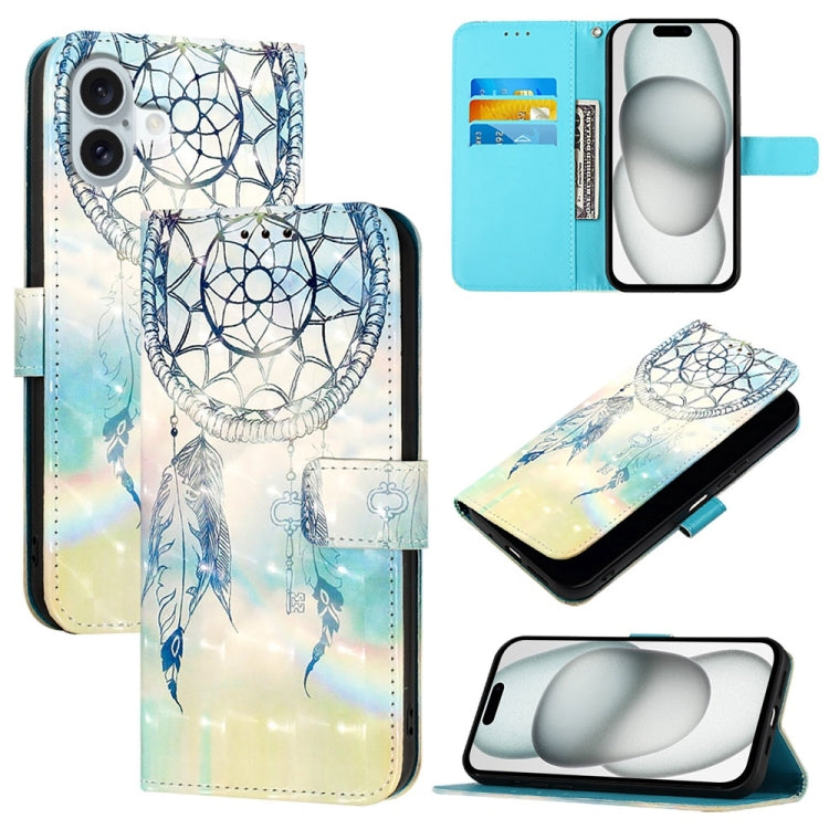 3Dペインティング横開きレザー電話ケース、iPhone 16 Pro用、iPhone 16 Plus用、iPhone 16用、iPhone 15 Pro Max用、iPhone 15 Pro用、iPhone 15 Plus用