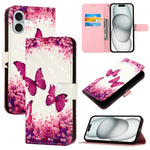3Dペインティング横開きレザー電話ケース、iPhone 16 Pro用、iPhone 16 Plus用、iPhone 16用、iPhone 15 Pro Max用、iPhone 15 Pro用、iPhone 15 Plus用