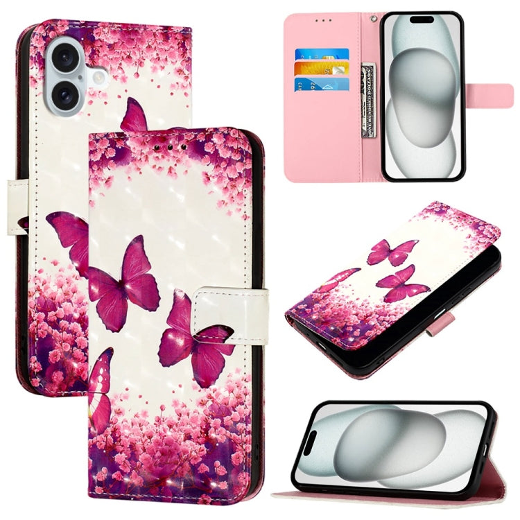 3Dペインティング横開きレザー電話ケース、iPhone 16 Pro用、iPhone 16 Plus用、iPhone 16用、iPhone 15 Pro Max用、iPhone 15 Pro用、iPhone 15 Plus用
