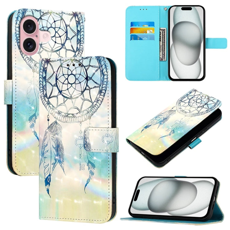 3Dペインティング横開きレザー電話ケース、iPhone 16 Pro用、iPhone 16 Plus用、iPhone 16用、iPhone 15 Pro Max用、iPhone 15 Pro用、iPhone 15 Plus用