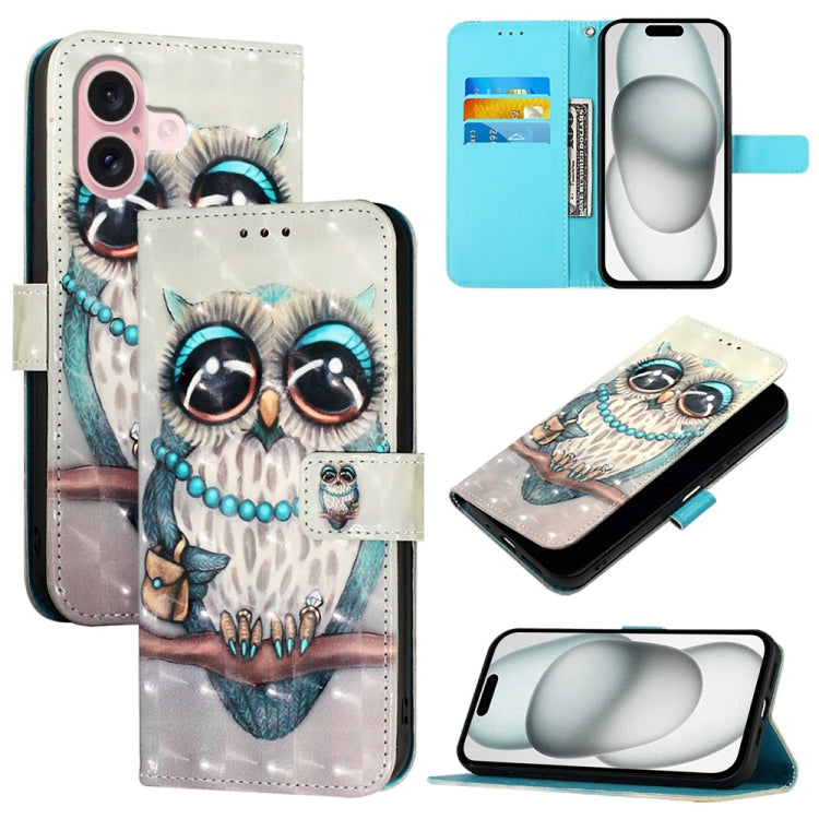 3Dペインティング横開きレザー電話ケース、iPhone 16 Pro用、iPhone 16 Plus用、iPhone 16用、iPhone 15 Pro Max用、iPhone 15 Pro用、iPhone 15 Plus用