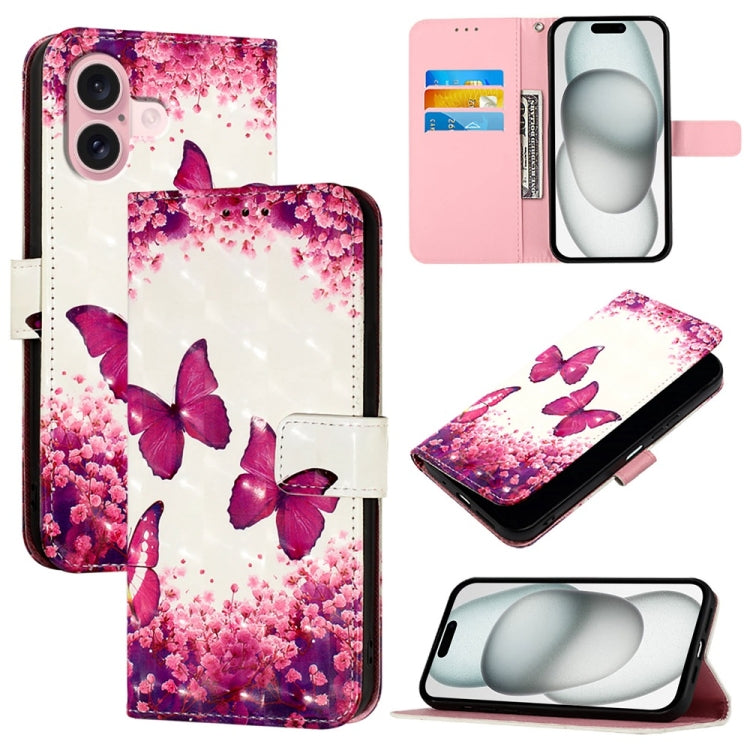 3Dペインティング横開きレザー電話ケース、iPhone 16 Pro用、iPhone 16 Plus用、iPhone 16用、iPhone 15 Pro Max用、iPhone 15 Pro用、iPhone 15 Plus用