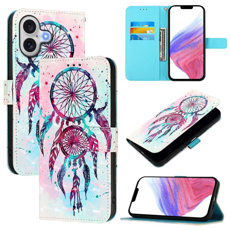 3Dペインティング横開きレザー電話ケース、iPhone 17e / 16e用、iPhone 17 Pro Max用、iPhone 17 Pro用、iPhone 17用、iPhone Air用、iPhone 16 Pro Max用