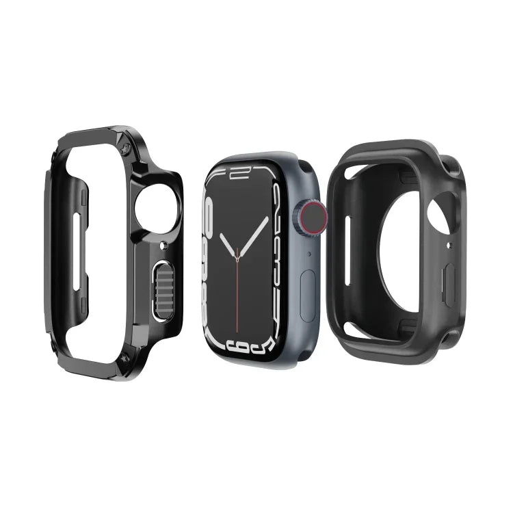 2-in-1 PCハイブリッド TPU アーマーウォッチケース、Apple Watch シリーズ6 / 5 / 4 / SE 44mm用、Apple Watch シリーズ6 / 5 / 4 / SE 40mm用、Apple Watch Ultra 3 / 2 / 1 49mm用、Apple Watch シリーズ9 / 8 / 7 45mm用、Apple Watch シリーズ9 / 8 / 7 41mm用