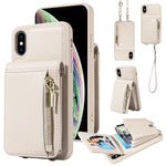 クロスボディランヤードジッパー財布レザー電話ケース、iPhone XS Max用、iPhone 7 Plus / 8 Plus用