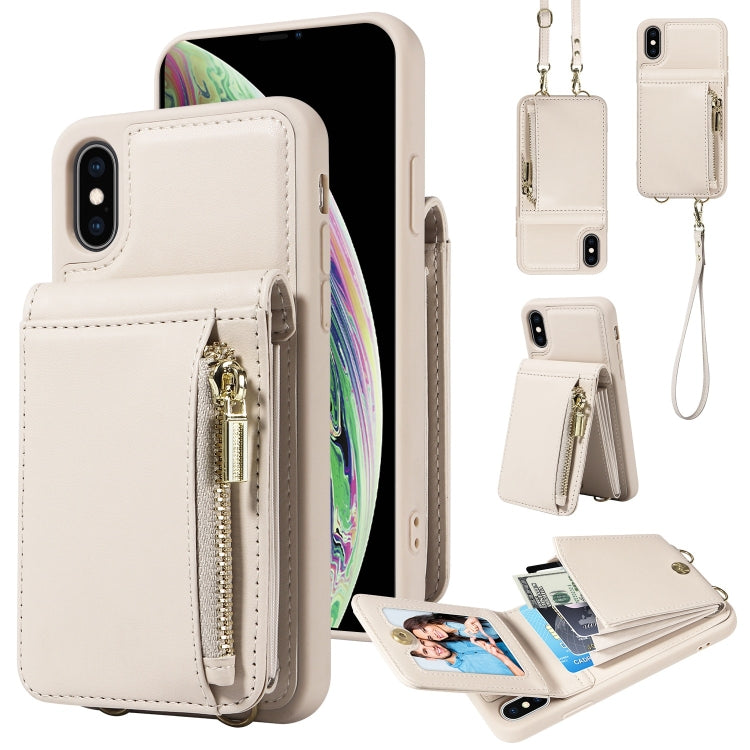 クロスボディランヤードジッパー財布レザー電話ケース、iPhone XS Max用、iPhone 7 Plus / 8 Plus用