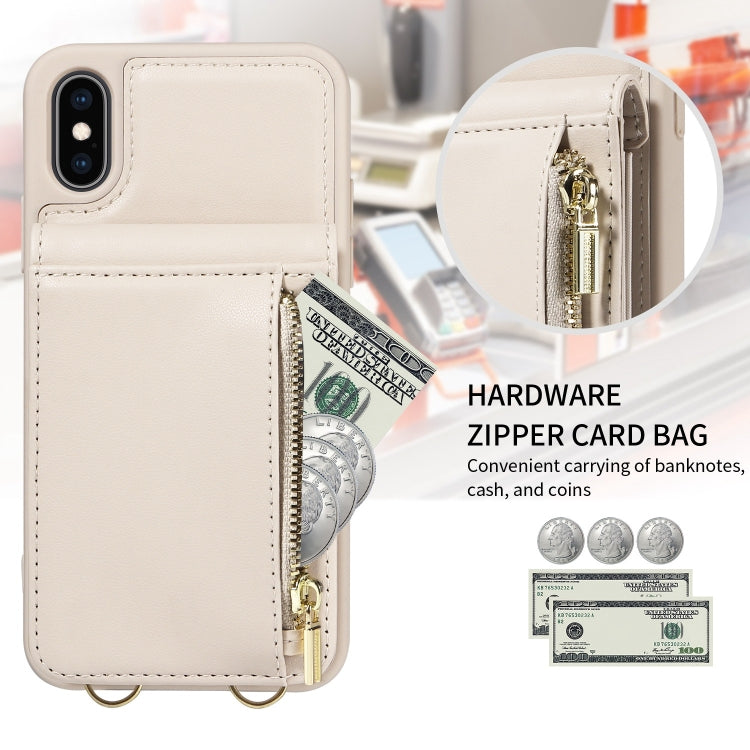 クロスボディランヤードジッパー財布レザー電話ケース、iPhone XS Max用、iPhone 7 Plus / 8 Plus用