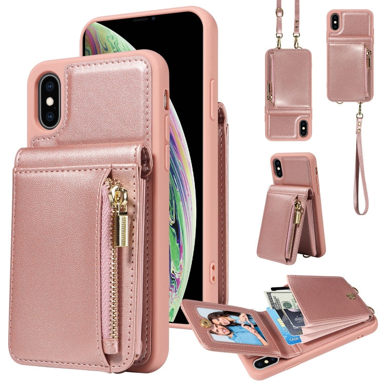 クロスボディランヤードジッパー財布レザー電話ケース、iPhone XS Max用、iPhone 7 Plus / 8 Plus用